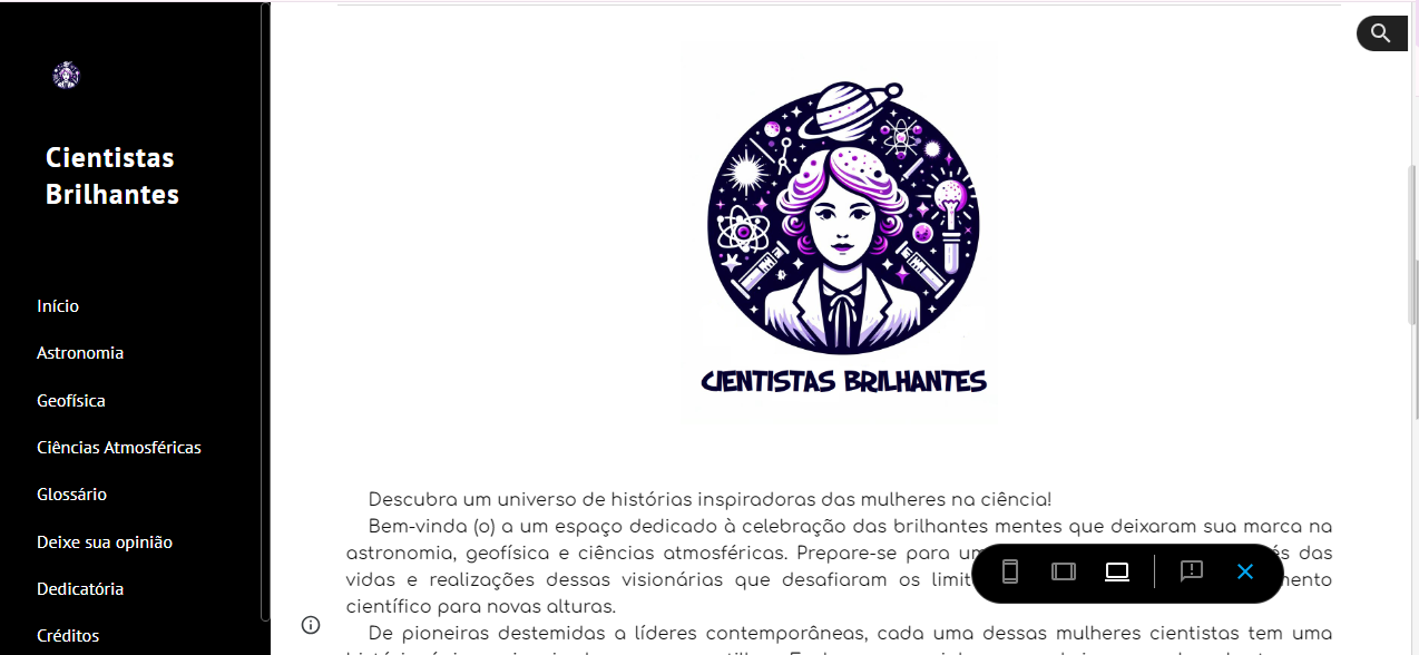 Site Cientistas Brilhantes (prévia)