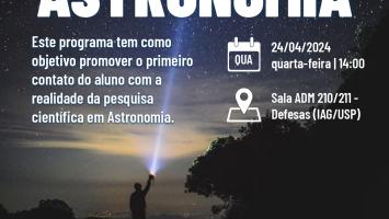 Cartaz Tutoria Científico-Acadêmica em Astronomia 24.04.24 14h